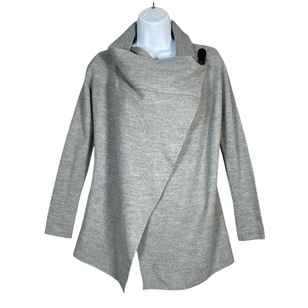 Theory Women's S Merino Wool Blend Cowl Neck Wrap Sweater Jacket Buckle Collar